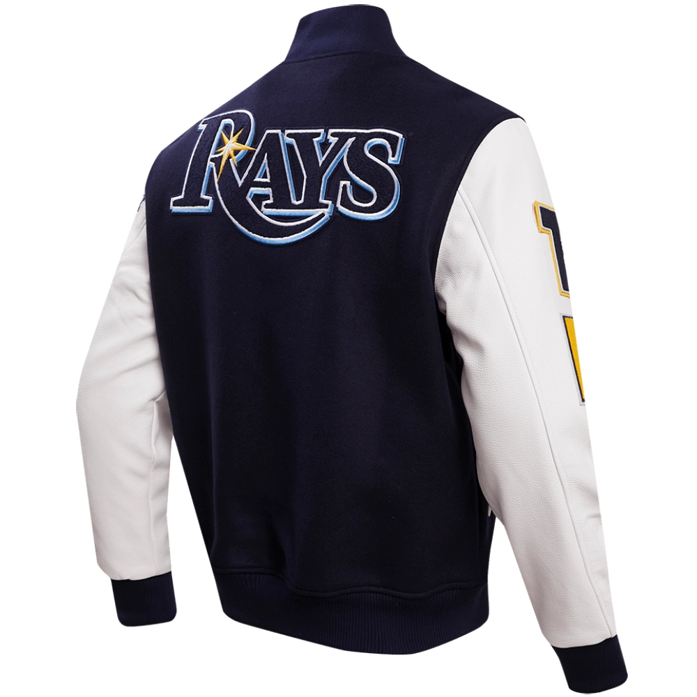Alternative view of Tampa Bay Rays Pro Standard Wool & Leather Letterman Varsity Jacket