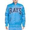 Tampa-Bays-Rays-Pro-Standard-Crest-Emblem-Full-Snap-Satin-Varsity-Jacket-leather moto 1