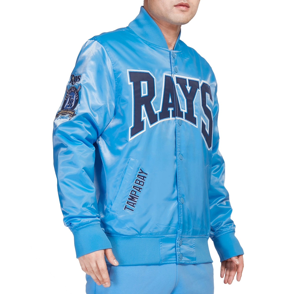 Tampa-Bays-Rays-Pro-Standard-Crest-Emblem-Full-Snap-Satin-Varsity-Jacket-leather moto 3
