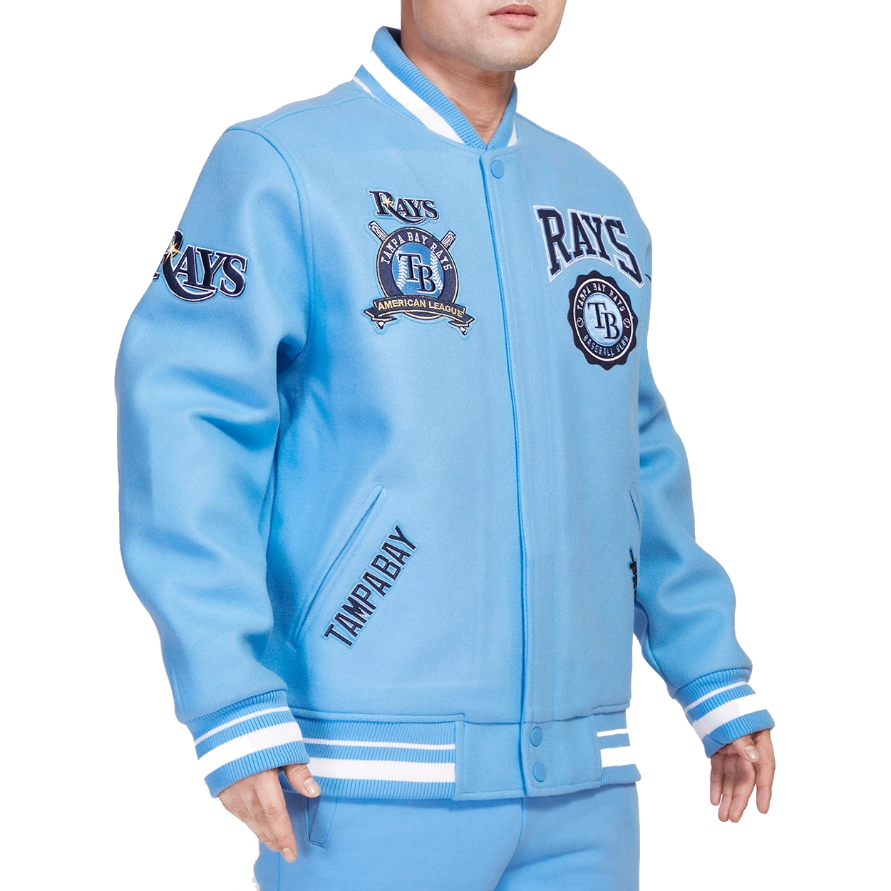 Tampa-Bays-Rays-Pro-Standard-Crest-Emblem-Wool-Leather-Varsity-Jacket-leather moto