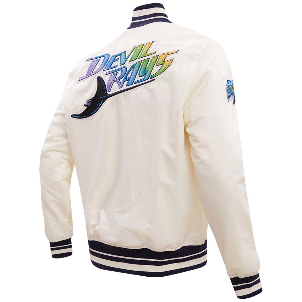 Tampa-Devil-Rays-Pro-Standard-Retro-Classic-Rib-Full-Snap-Satin-Varsity-Jacket-leather moto 4