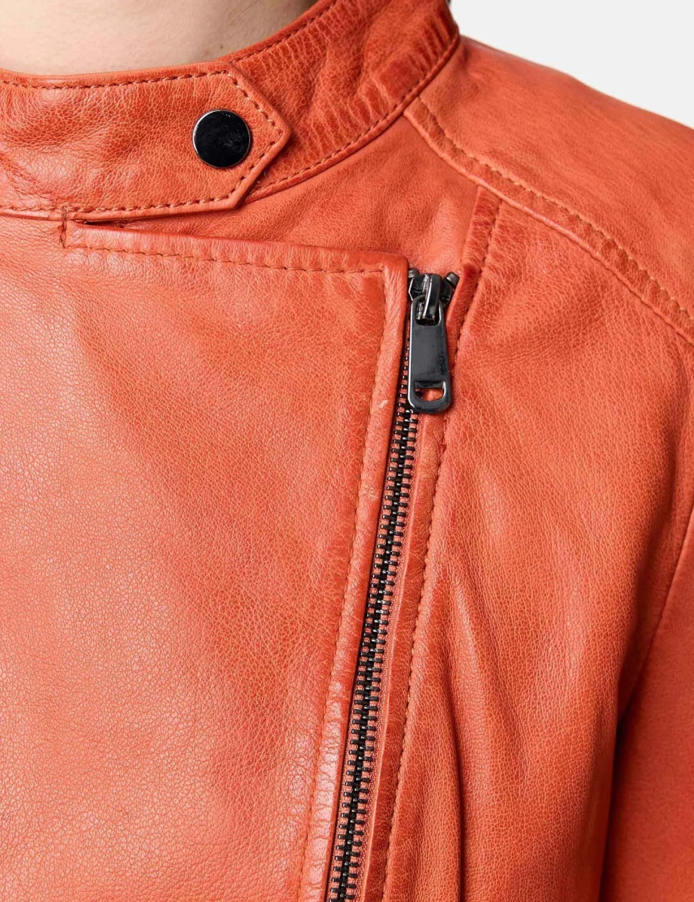 Tazzio Vibrant Orange Leather Jacket – Bold & Stylish (1)