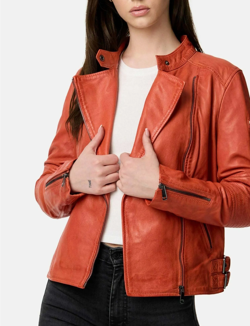 Tazzio Vibrant Orange Leather Jacket – Bold & Stylish (2)