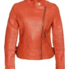 Tazzio Vibrant Orange Leather Jacket – Bold & Stylish (4)