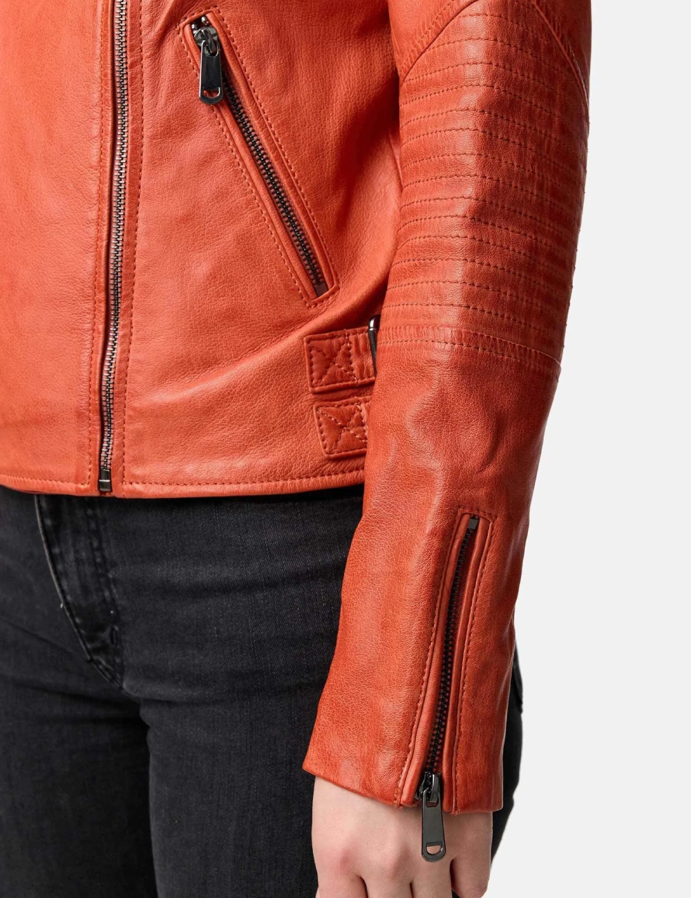 Tazzio Vibrant Orange Leather Jacket – Bold & Stylish (5)