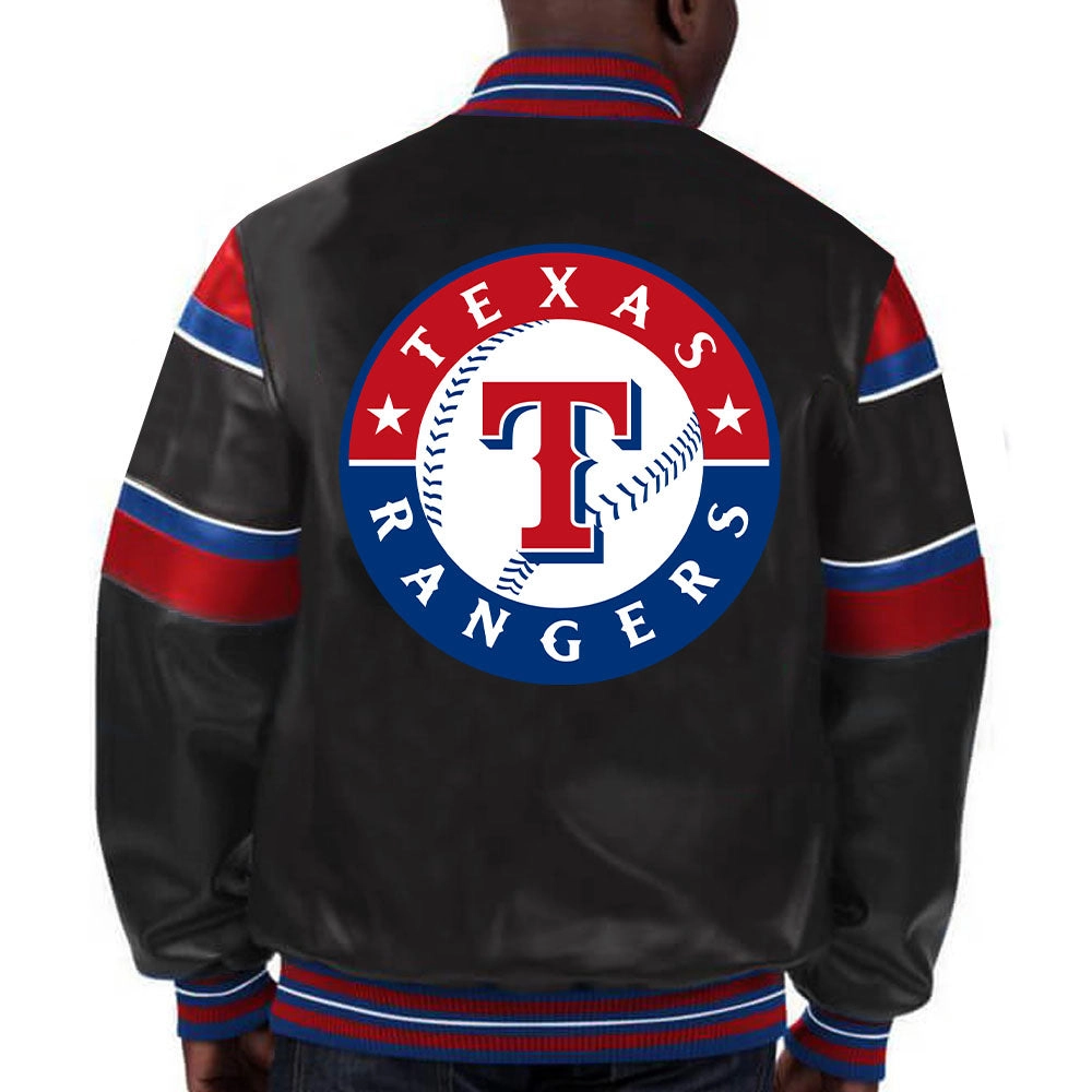 Texas-Rangers-Full-Snap-Black-Leather-Varsity-Jacket-leather moto 2