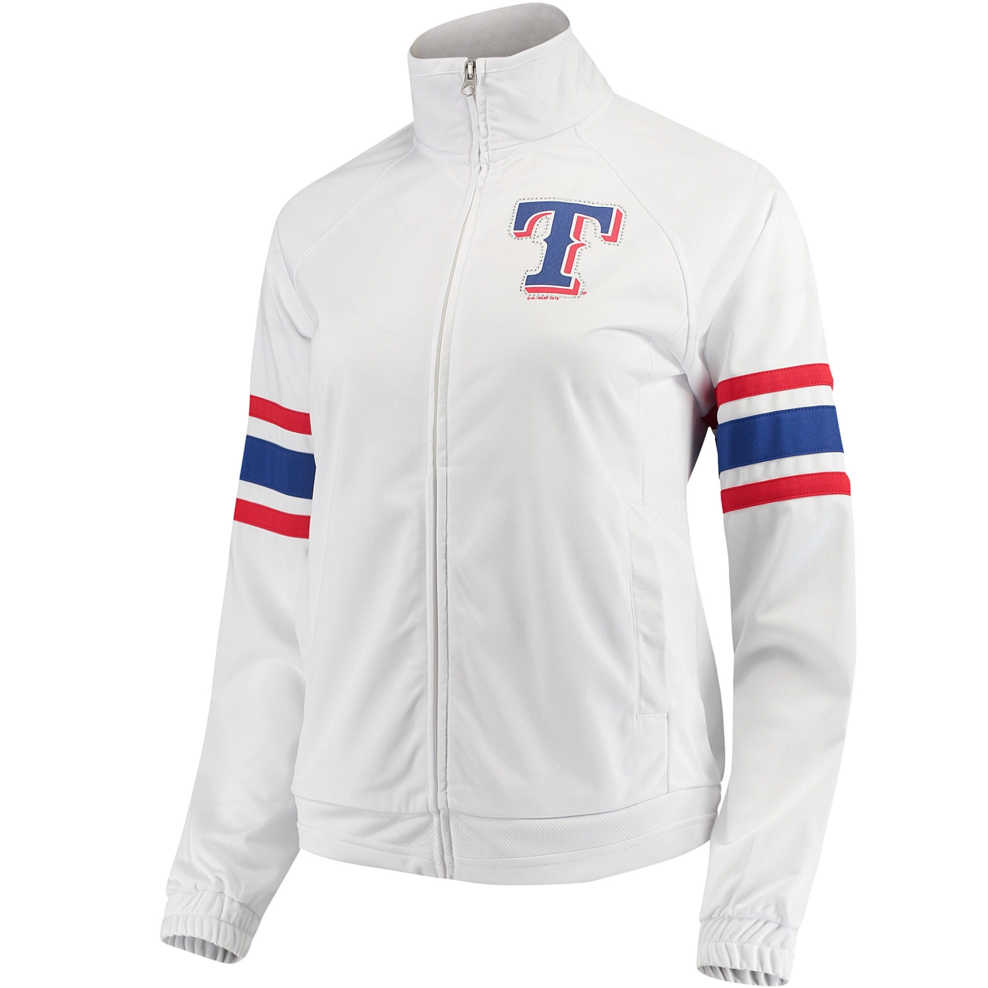Texas-Rangers-G-III-4Her-by-Carl-Banks-White-Game-Full-Zip-Track-Varsity-Jacket-leather moto 1