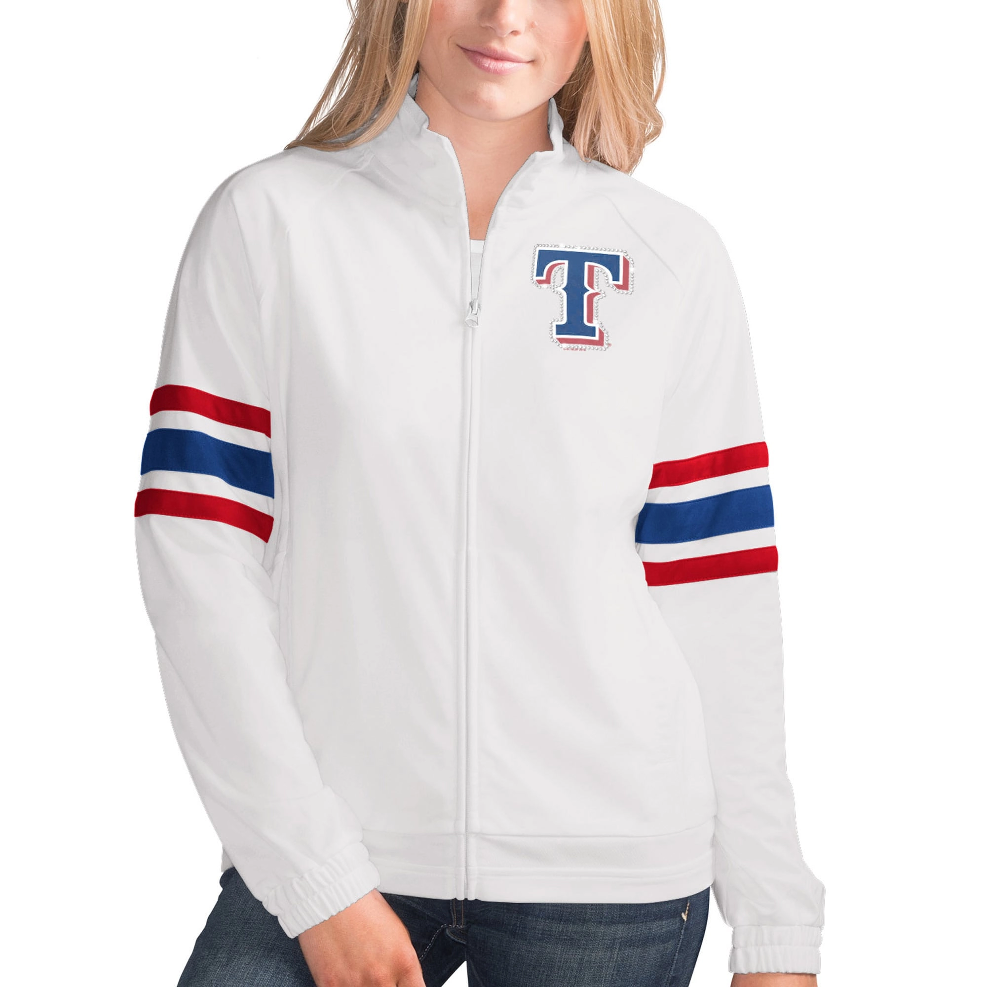 Texas-Rangers-G-III-4Her-by-Carl-Banks-White-Game-Full-Zip-Track-Varsity-Jacket-leather moto 3