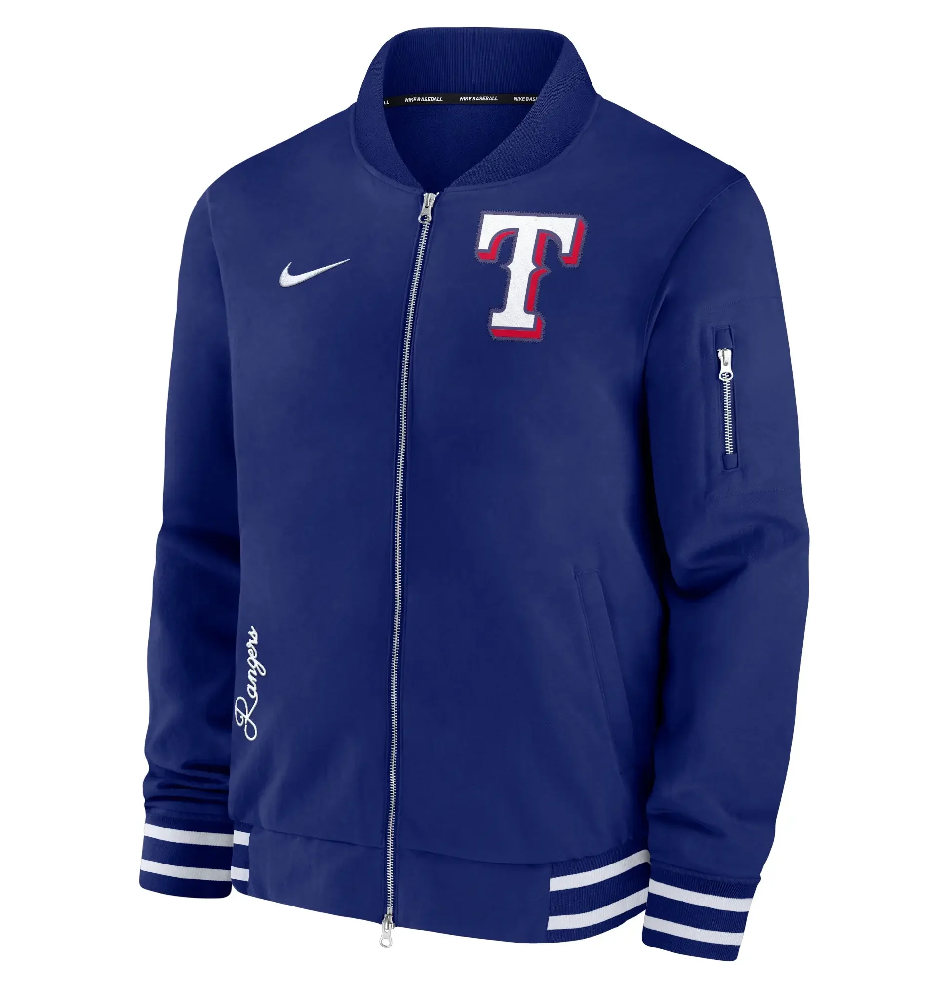 Texas-Rangers-Royal-Authentic-Full-Zip-Bomber-Varsity-Jacket-leather moto 1