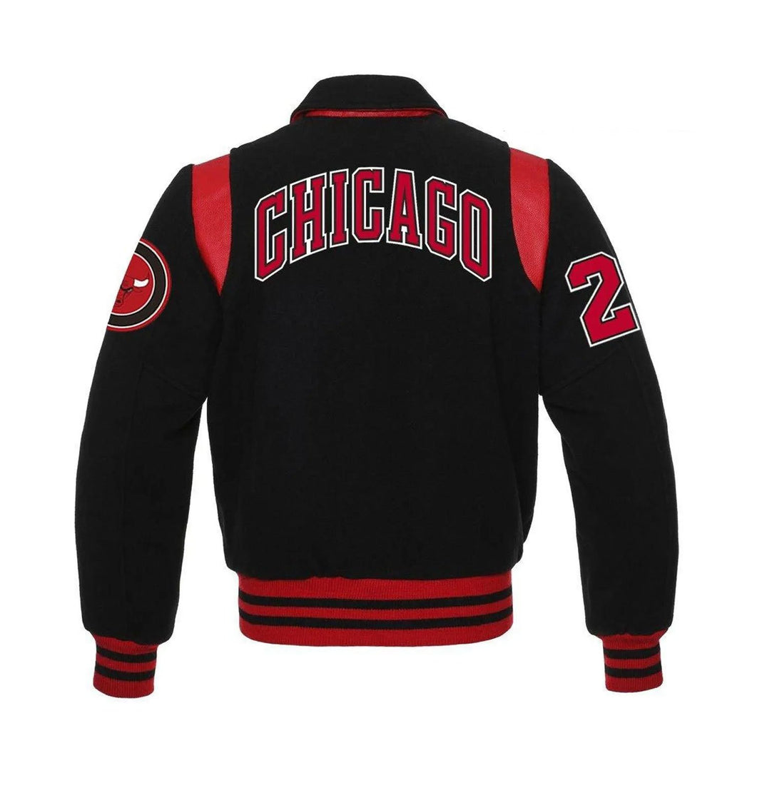 The NBA Chicago Bulls Collar Varsity Jacket-LeatherMoto