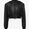 The Urban Edge Women's Black Cropped Leather Bomber Jacket (1)