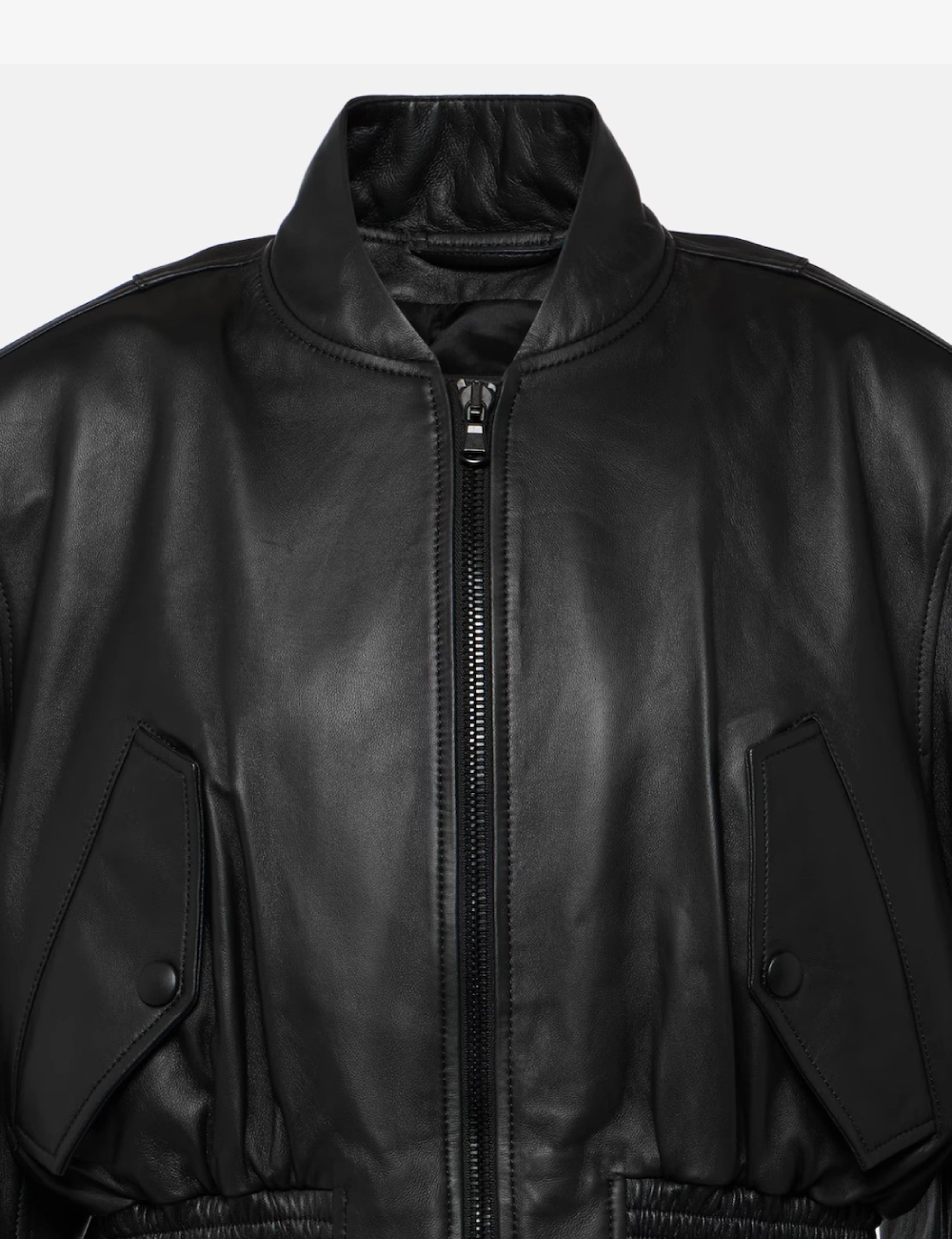 The Urban Edge Women's Black Cropped Leather Bomber Jacket (2)