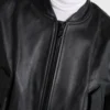 The Urban Edge Women's Black Cropped Leather Bomber Jacket (6)