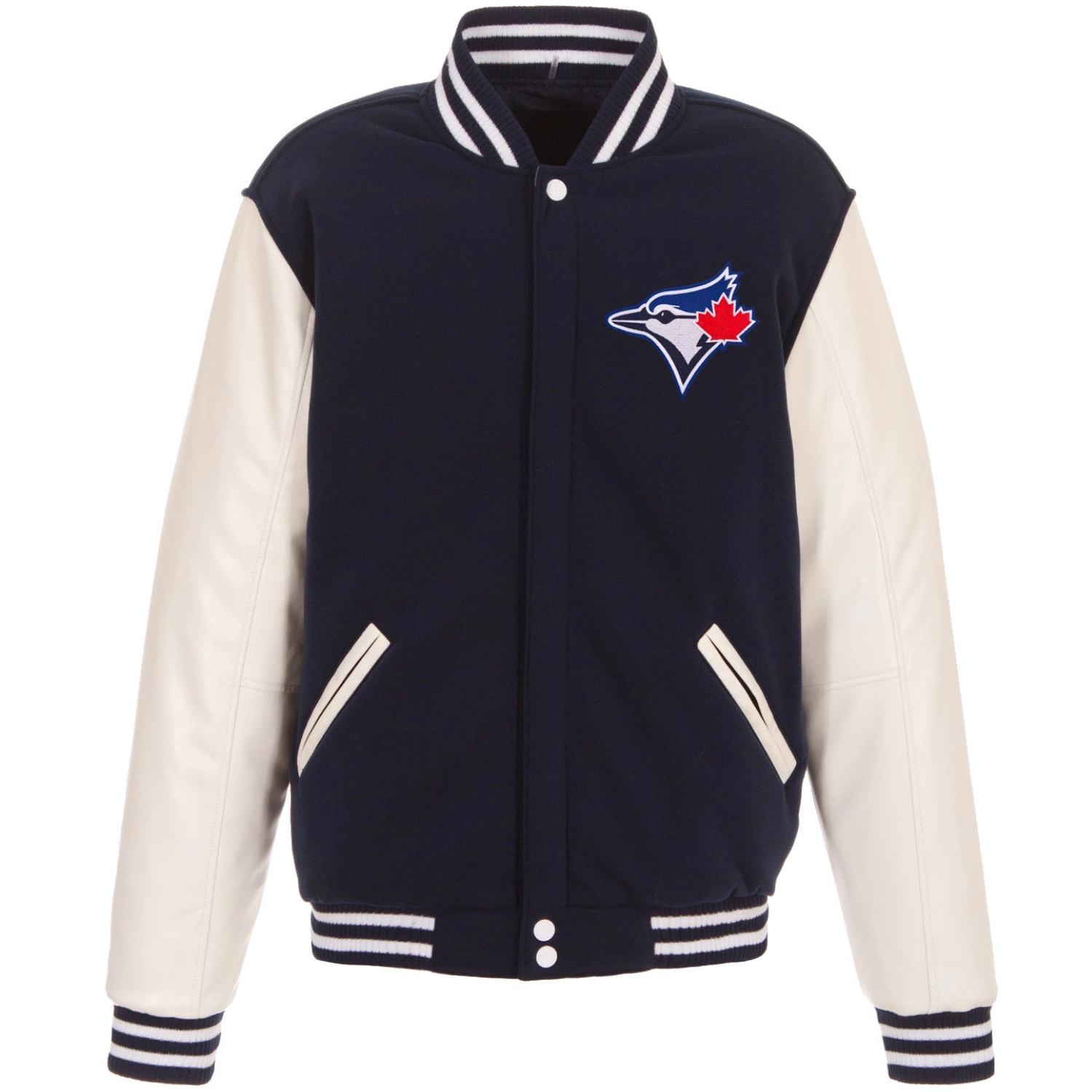 Toronto-Blue-Jays-Classic-Rib-Knitted-Wool-Faux-Leather-Varsity-Jacket-LEATHER MOTO 1