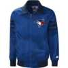 Toronto-Blue-Jays-Classic-Ribbed-Full-Zip-Satin-Varsity-Jacket-LEATHER MOTO 1