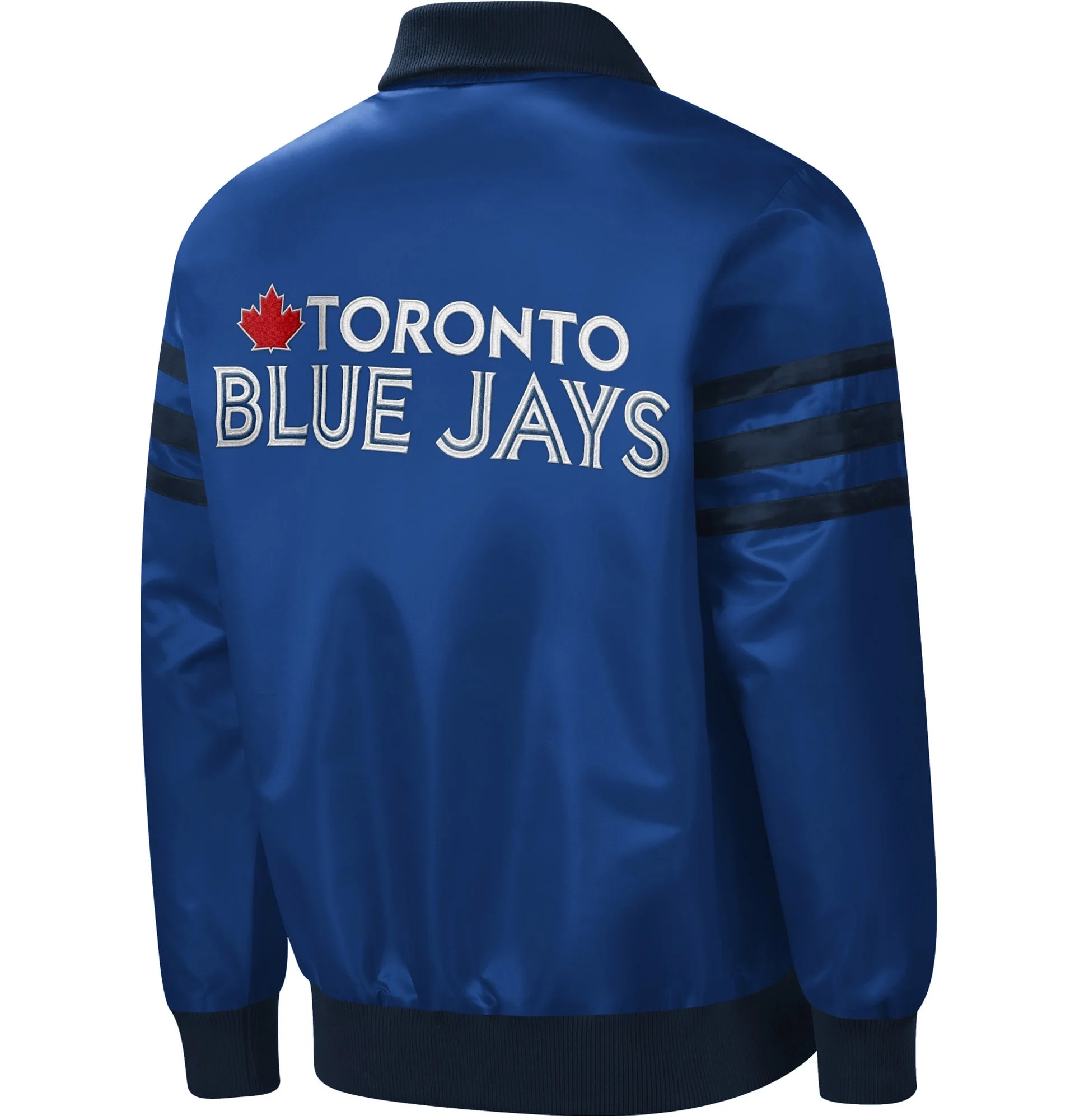 Toronto-Blue-Jays-Classic-Ribbed-Full-Zip-Satin-Varsity-Jacket-LEATHER MOTO 2