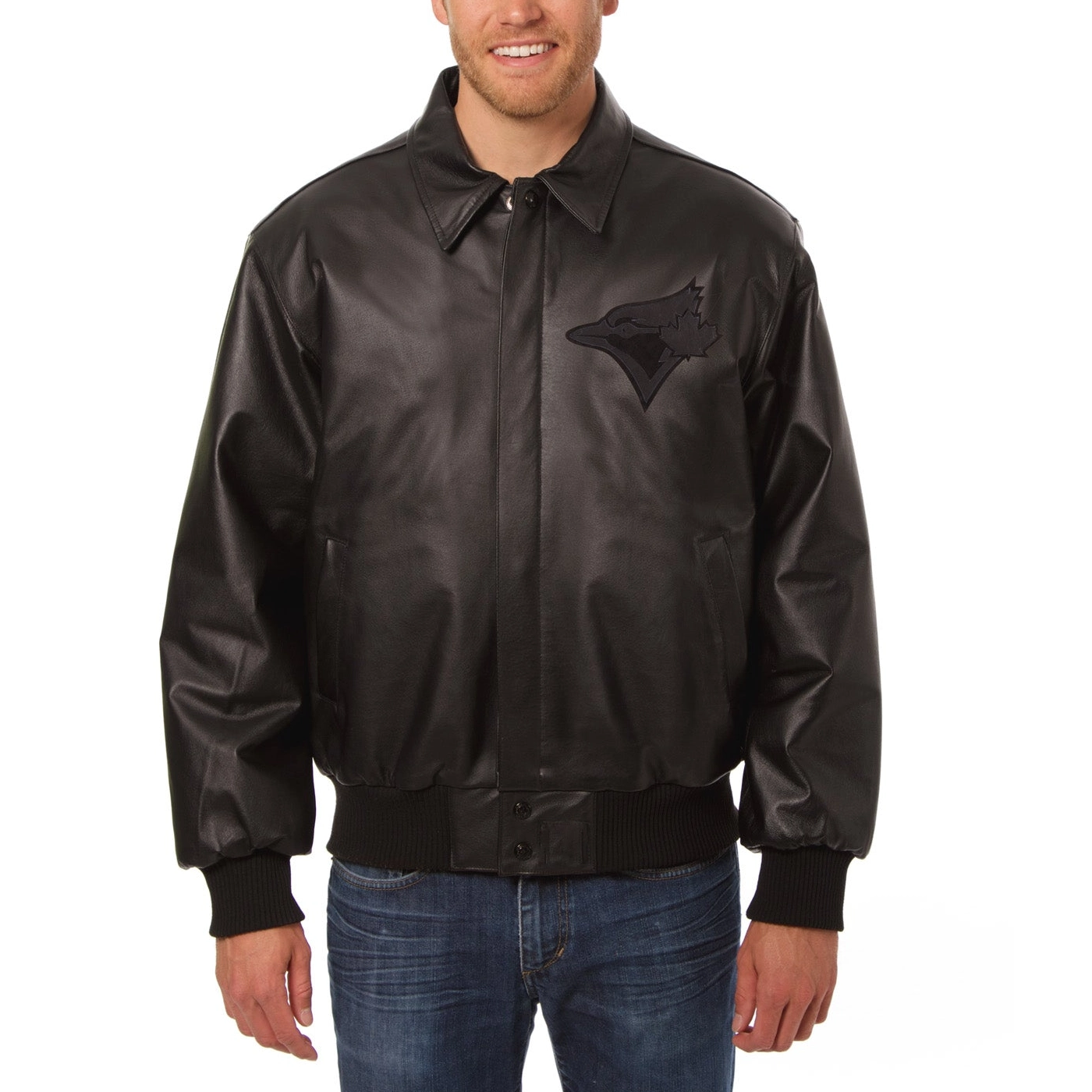 Toronto-Blue-Jays-Full-Leather-Black-Varsity-Jacket-LEATHER MOTO 1