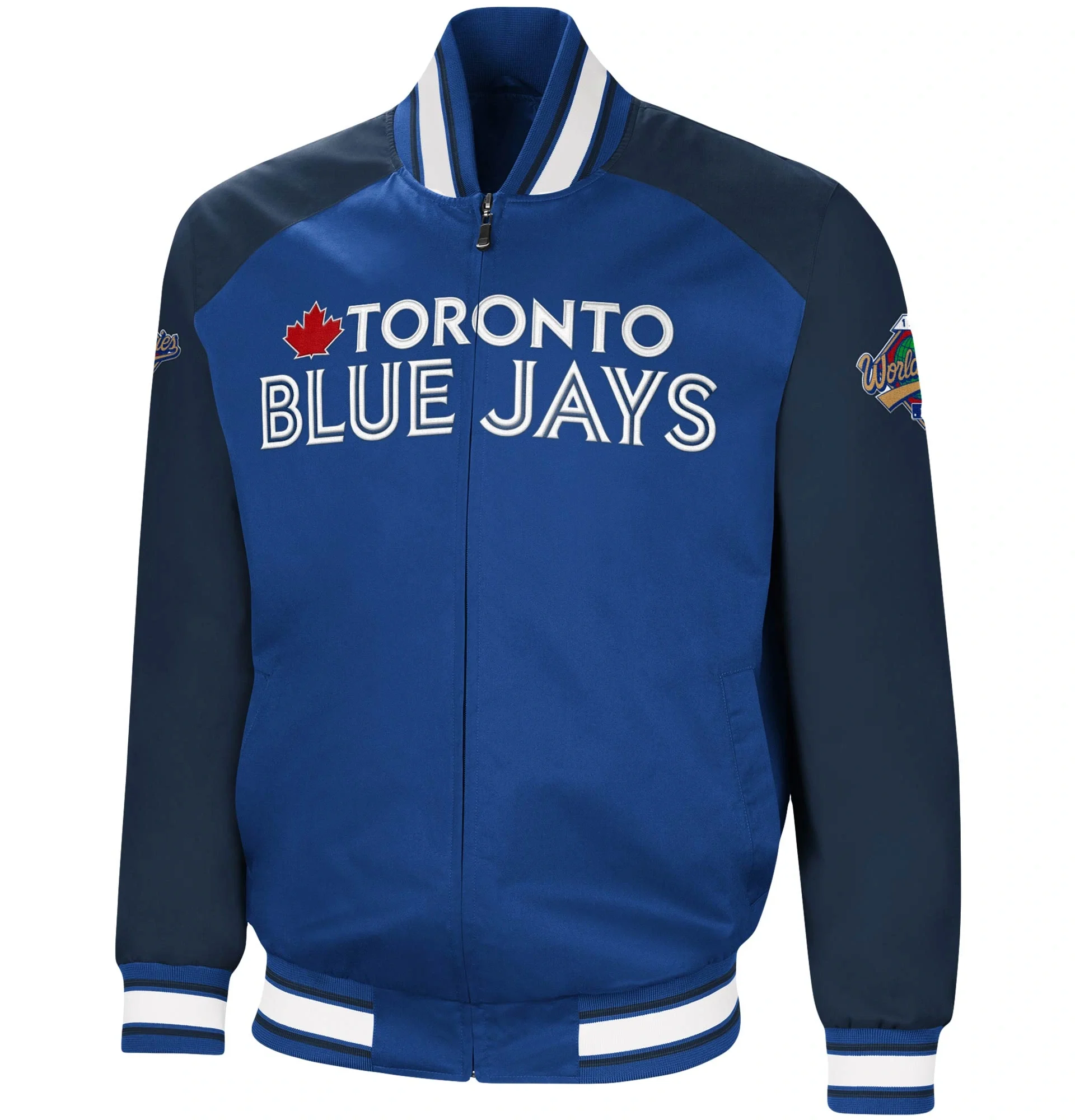 Toronto-Blue-Jays-G-III-Sports-by-Carl-Banks-Full-Zip-Varsity-Jacket-LEATHE RMOTO 1