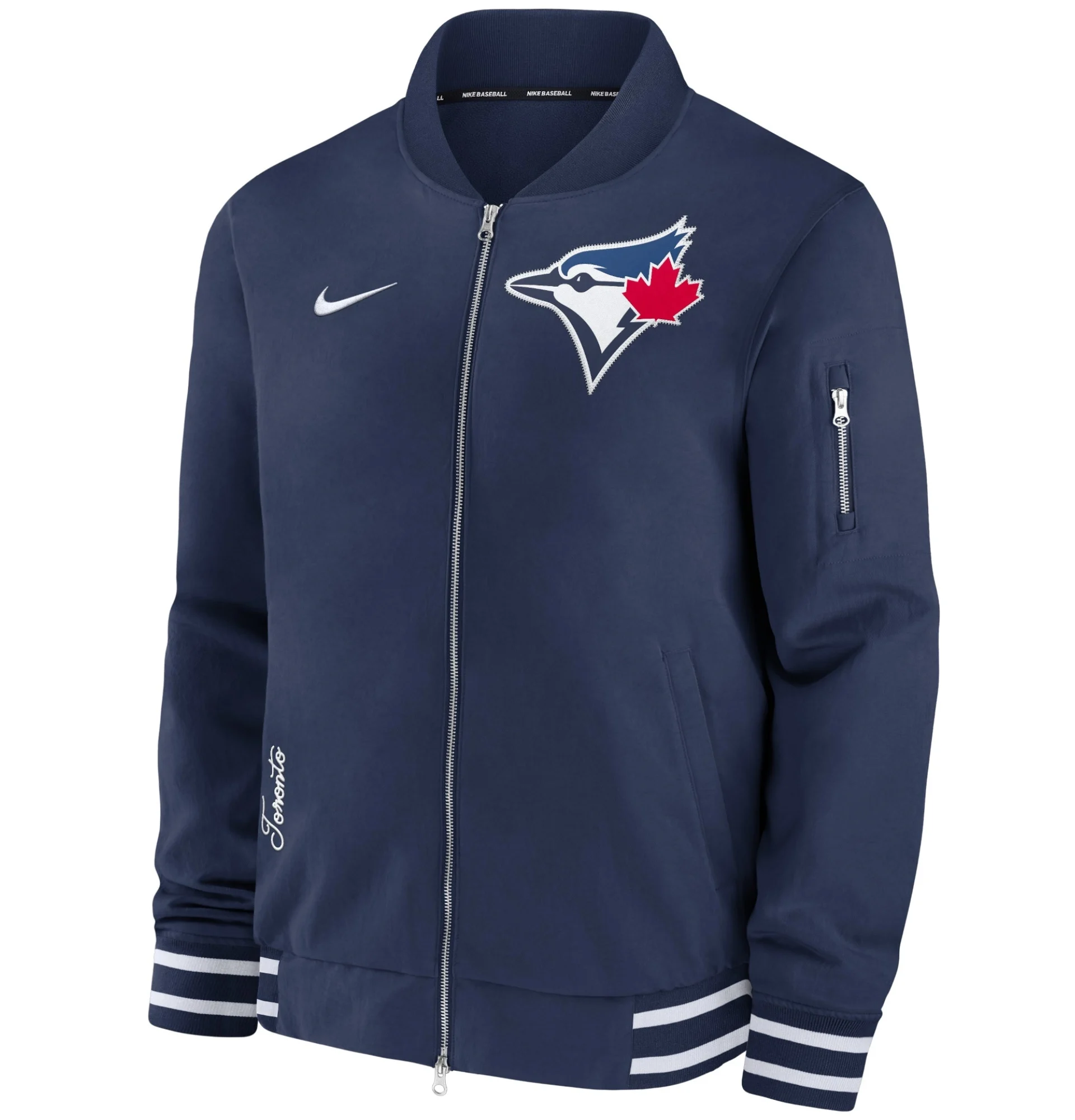 Toronto-Blue-Jays-Nike-Authentic-Collection-Full-Zip-Varsity-Navy-Jacket-LEATHER MOTO 1