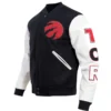 Toronto Raptors "Rising Star" Black & Red Satin Varsity Jacket