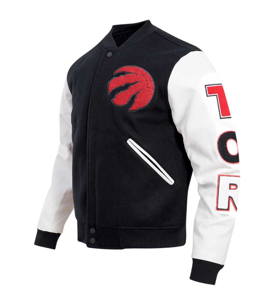 Toronto Raptors "Rising Star" Black & Red Satin Varsity Jacket