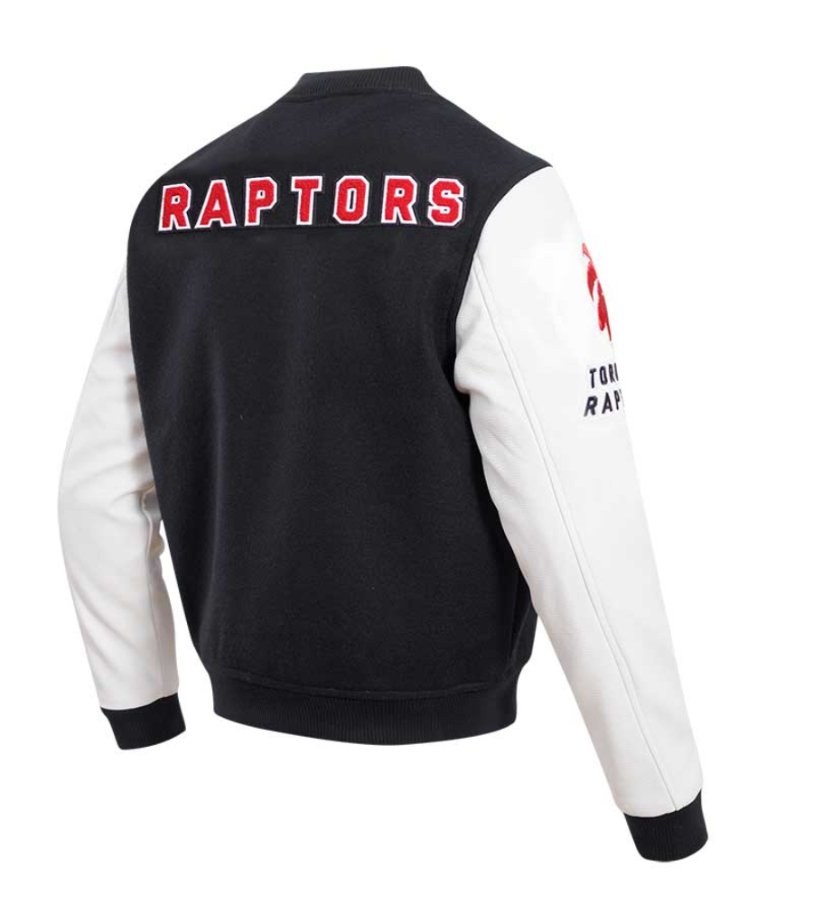 Toronto Raptors Pro Standard Black Classic Black & White Wool Varsity Jacket (2)