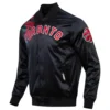 Toronto Raptors Pro Standard Black Roses Full-Snap Satin Varsity Jacket (1)