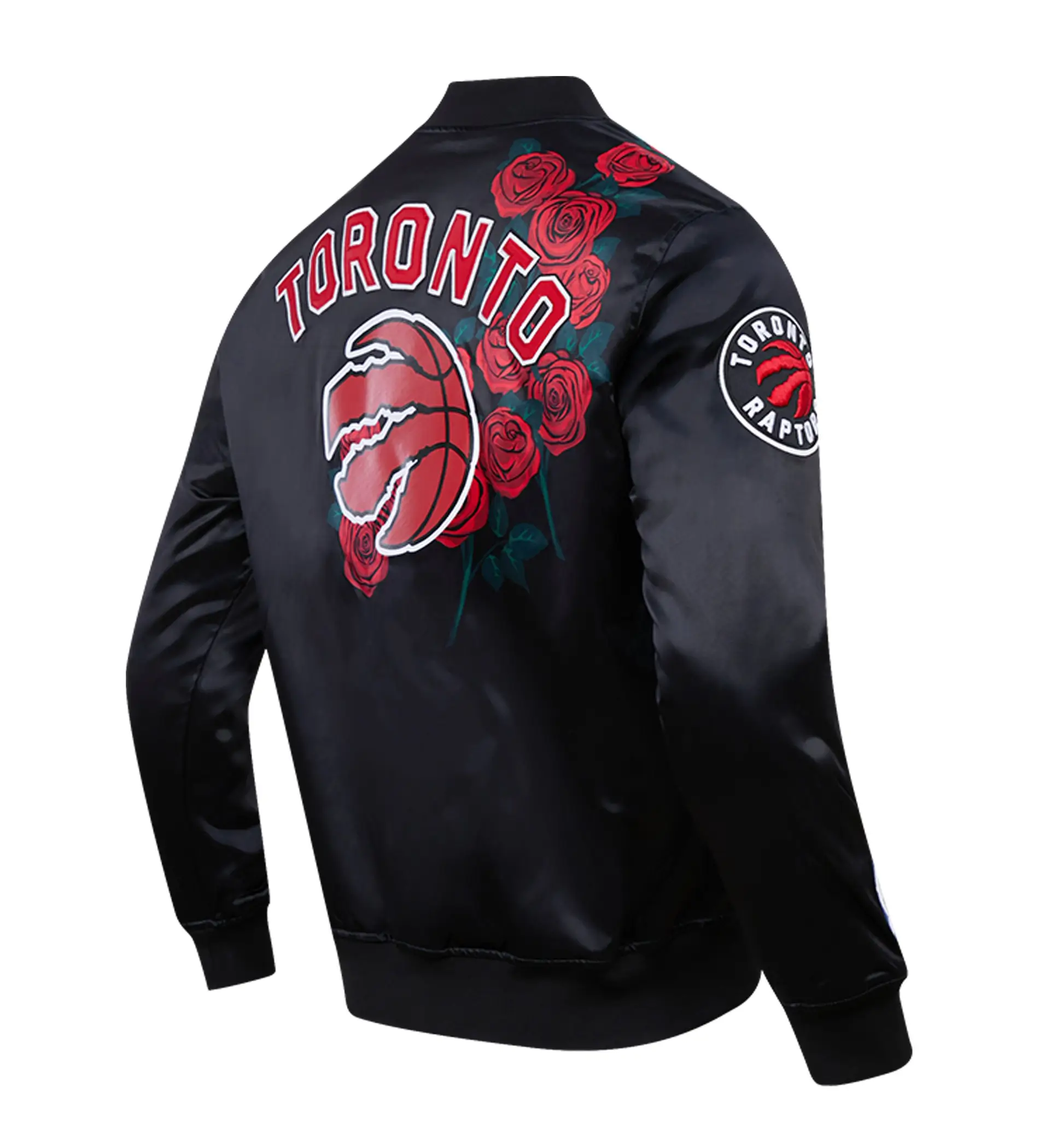 Toronto Raptors Pro Standard Black Roses Full-Snap Satin Varsity Jacket (2)