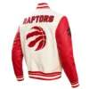 Toronto Raptors Retro Classic Cream & Red Wool & Leather Varsity Jacket (3)