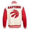 Toronto Raptors Retro Classic Cream & Red Wool & Leather Varsity Jacket (4)