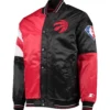 Toronto Raptors Starter 75th Anniversary Leader Red & Black Color Block Satin Varsity Jacket (1)