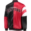 Toronto Raptors Starter 75th Anniversary Leader Red & Black Color Block Satin Varsity Jacket (2)