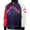 Toronto Raptors Starter PurpleRedWhite Tricolor Remix Raglan Varsity Jacket (1)