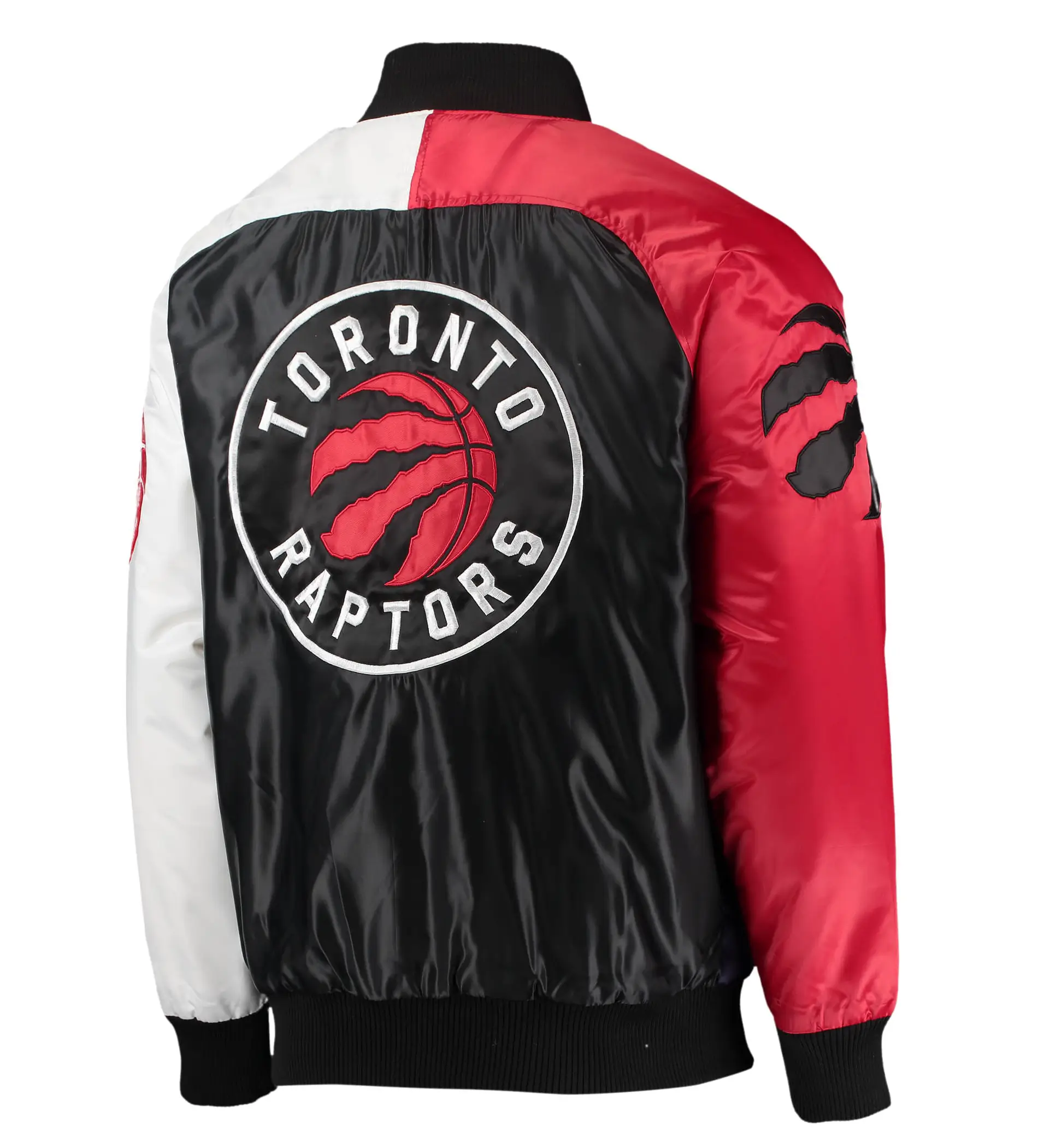 Toronto Raptors Starter PurpleRedWhite Tricolor Remix Raglan Varsity Jacket (2)