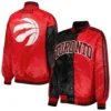 Toronto Raptors Starter Split Colorblock Full-Snap Black & Red Satin Varsity Jacket (4)