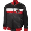Toronto Raptors Starter The Ambassador Full-Zip Black Satin Varsity Jacket (1)