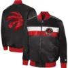 Toronto Raptors Starter The Ambassador Full-Zip Black Satin Varsity Jacket (4)