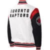 Toronto Raptors Starter Warmup Pitch Full-Snap White & Black Satin Varsity Jacket (2)