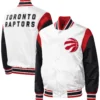 Toronto Raptors Starter Warmup Pitch Full-Snap White & Black Satin Varsity Jacket (3)