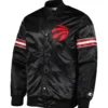 Toronto Raptors Starter Warmup Pitch Full-Snap White & Black Satin Varsity Jacket (4)