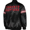 Toronto Raptors Starter Warmup Pitch Full-Snap White & Black Satin Varsity Jacket (5)