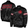 Toronto Raptors Starter Warmup Pitch Full-Snap White & Black Satin Varsity Jacket (7)