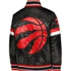 Toronto Raptors Starter Youth Home Game Full-Snap Black Satin Varsity Jacket (2)
