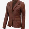 Two-Button Real Leather Brown Blazer – Timeless Jacket (1)