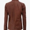 Two-Button Real Leather Brown Blazer – Timeless Jacket (2)