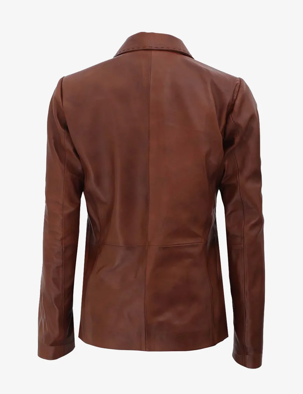 Two-Button Real Leather Brown Blazer – Timeless Jacket (2)