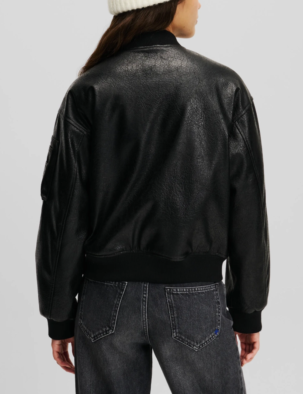 Urban Style Black Bomber Women's Leather Jacket (3)