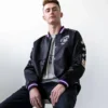 Utah Jazz Origins Black Varsity Satin Jacket - Image 3