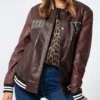 Vintage Brown Letterman Leather Bomber Jacket – Timeless Style (1)
