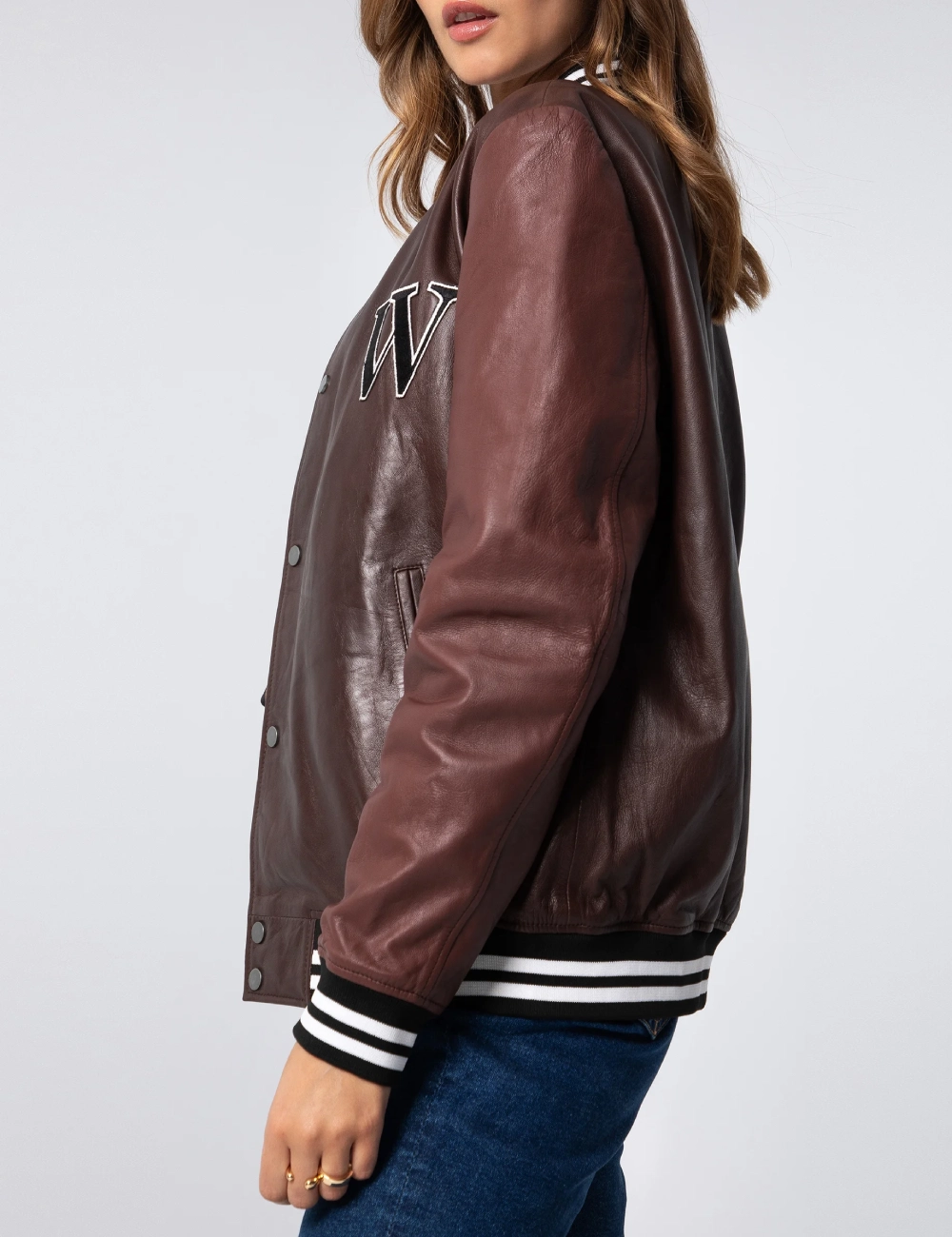 Vintage Brown Letterman Leather Bomber Jacket – Timeless Style (2)